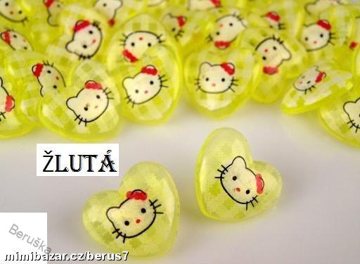 Knoflík * knoflíky srdíčko Hello Kitty žlutá