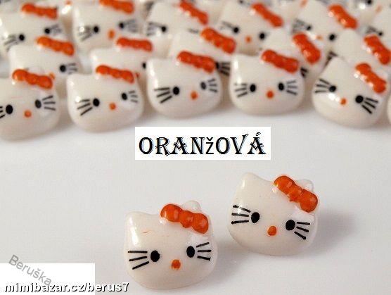 Knoflík * knoflíky HELLO KITTY oranžová