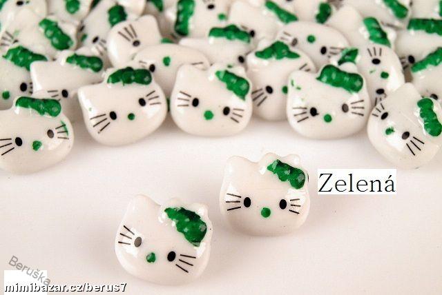 Knoflík * knoflíky HELLO KITTY zelená