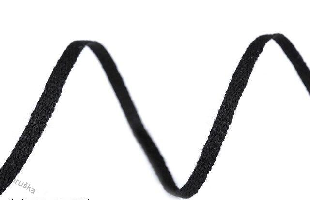 Bavlněná šňůra - pertle šíře 3 mm černá