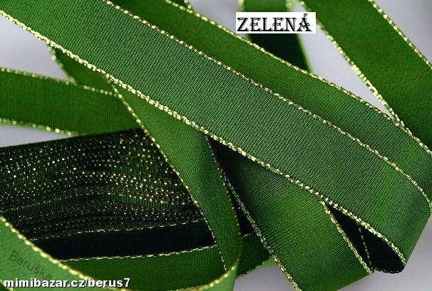 stuha - stuhy - mašle š.1,5cm zelená tmavá