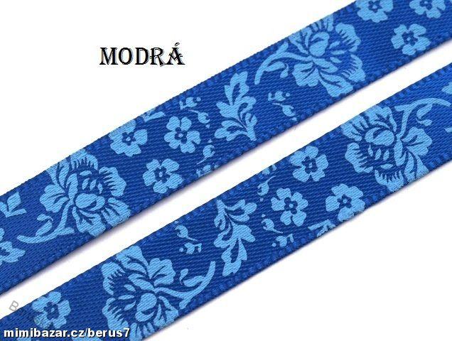 Lemovka - stuha-stuhy - mašle - KVĚTINY modrá