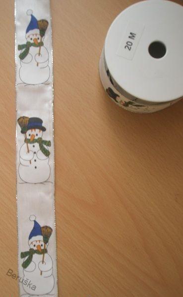 stuha - stuhy - mašle - š.4cm vánoční modrá čepice