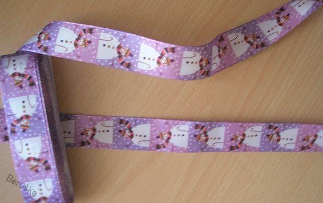 stuha-stuhy - mašle š.2,5cm fialová sněhulák