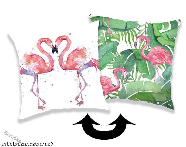Povlak - povlaky s flitry flamingo Plameňák
