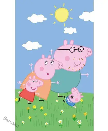 DĚTSKÝ RUČNÍK PRASÁTKO PEPINA S RODINKOU 30X50 CM