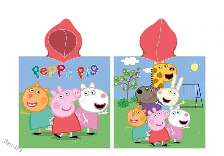 Dětské pončo Prasátko Pepina s Kamarády na Louce