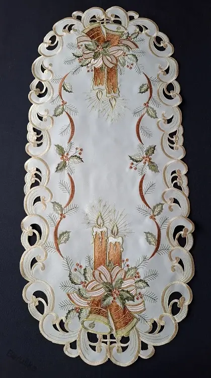 UBRUS vyšívaný 90 x 40 vánoční Terracotta
