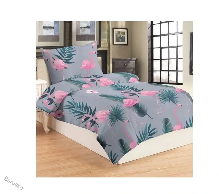 Povlečení mikroplyš Flamingo grey