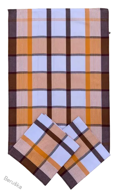 Utěrky * utěrka žakárová 50 x 70 KÁRO ORANŽOVO HNĚDÁ