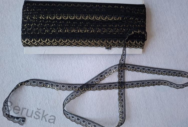 Krajka - krajky š. 1,4cm černá zlato