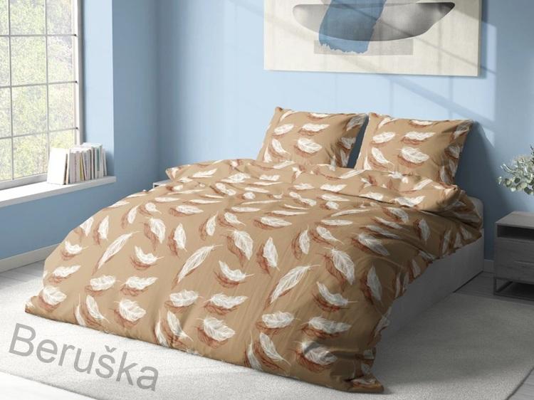 Bavlněné povlečení na dvě lůžka Peříčka bežové