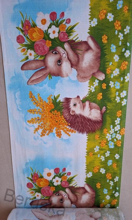 Látka vafle utěrkovina Ježek a Zajíček