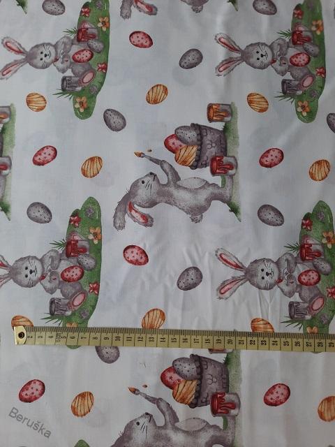 BAVLNĚNÁ LÁTKA š.240cm VELIKONOČNÍ ZAJÍC č.2