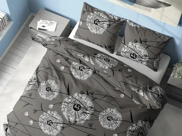 Bavlněné povlečení na dvě lůžka Pampeliška šedá
