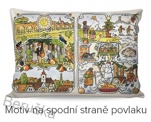 Povlak Josef Lada 33 x 50cm - ČTYŘI ROČNÍ OBDOBÍ