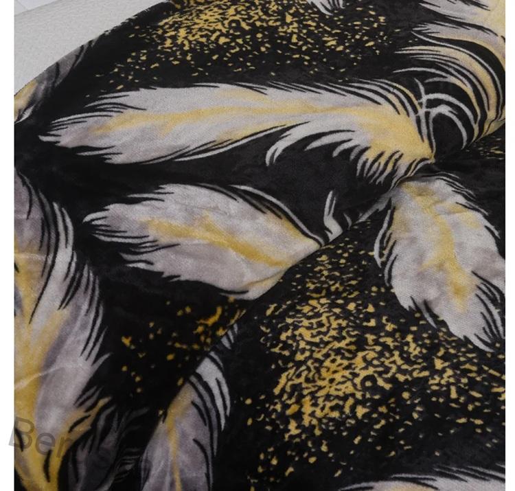 Povlečení mikroplyš - Černozlatá pírka 140x200, 70x90cm
