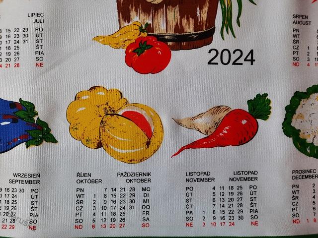 Kalendář textilní, Zelenina 2024