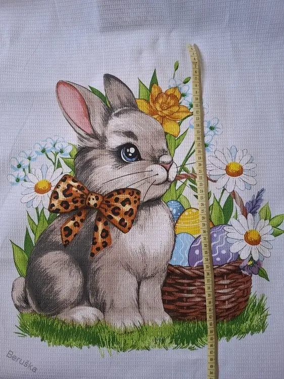 Látka vafle utěrkovina š.150cm Zajičci * Narcis