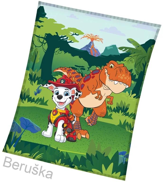 Dětská deka Tlapková Patrola Marshall a Dinosaurus 130x170 cm