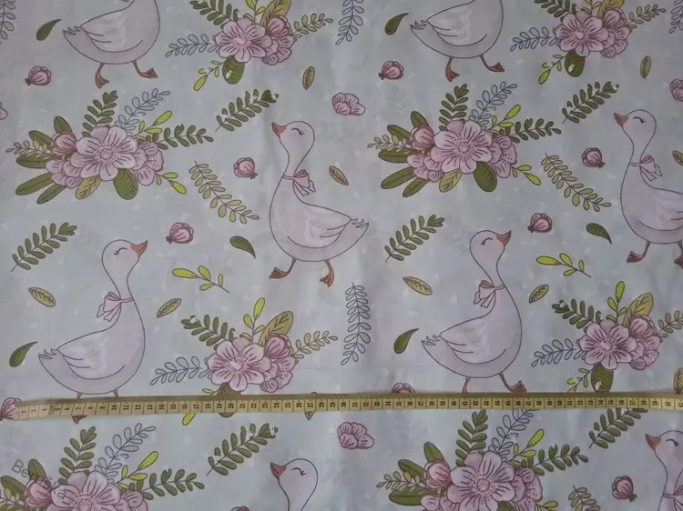 Bavlněná látka Veselé husy - mint š.160