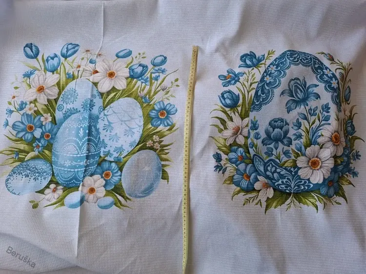 Látka vafle utěrkovina š.150cm Zajičci modrá