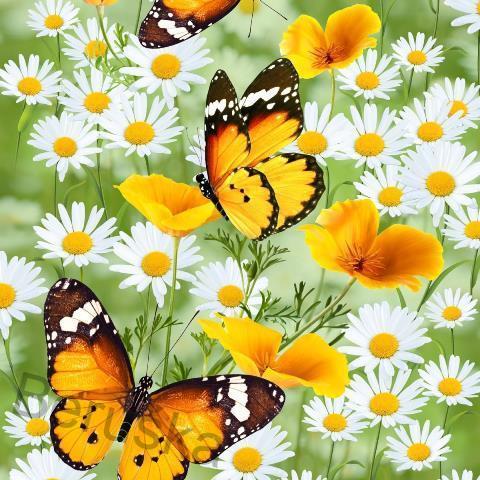 Látka vafle utěrkovina Kopretina * motýl