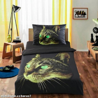 POVLEČENÍ fototisk 3D efekt zelená kočka