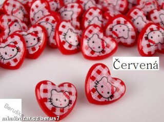 Knoflík * knoflíky srdíčko Hello Kitty červená