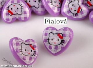 Knoflík * knoflíky srdíčko Hello Kitty fialová