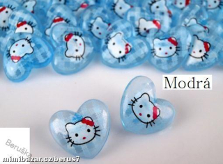 Knoflík * knoflíky srdíčko Hello Kitty modrá