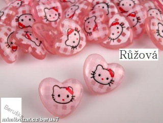 Knoflík * knoflíky srdíčko Hello Kitty růžová