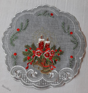 UBRUS vyšívaný prům. 30cm vánoční 02