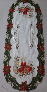 UBRUS vyšívaný 110 x 45 vánoční zelený lem