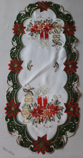 UBRUS vyšívaný 90 x 40 vánoční zelený lem