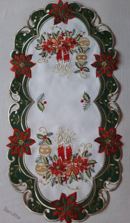 UBRUS vyšívaný 70 x 35 vánoční zelený lem