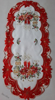UBRUS vyšívaný 90 x 40 vánoční červený lem