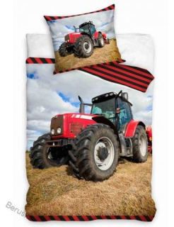 BAVLNĚNÉ POVLEČENÍ ČERVENÝ TRAKTOR NA POLI