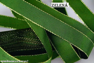 stuha - stuhy - mašle š.1,5cm zelená tmavá