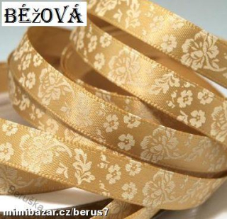 Lemovka - stuha-stuhy - mašle - KVĚTINY béžová