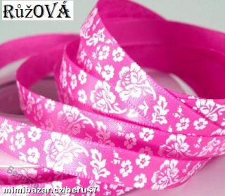 Lemovka - stuha-stuhy - mašle - KVĚTINY růžová