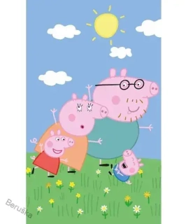 DĚTSKÝ RUČNÍK PRASÁTKO PEPINA S RODINKOU 30X50 CM