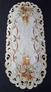 UBRUS vyšívaný 90 x 40 vánoční Terracotta