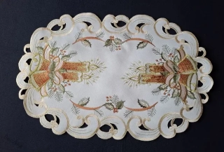 UBRUS vyšívaný 50 x 30 vánoční Terracotta