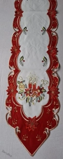 UBRUS vyšívaný 160 x 30 vánoční červený lem