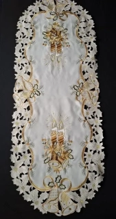UBRUS vyšívaný 110 x 43 vánoční hnědá