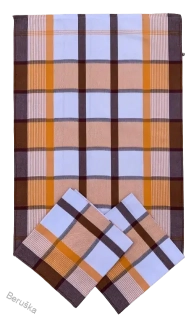 Utěrky * utěrka žakárová 50 x 70 KÁRO ORANŽOVO HNĚDÁ