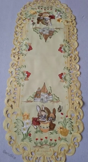 ubrus vyšívaný velikonoční 110 x 43 žlutý zajíček