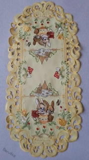 ubrus vyšívaný velikonoční 70 x 34 žlutý zajíček