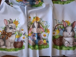 Látka vafle utěrkovina š.150cm Zajičci * Narcis